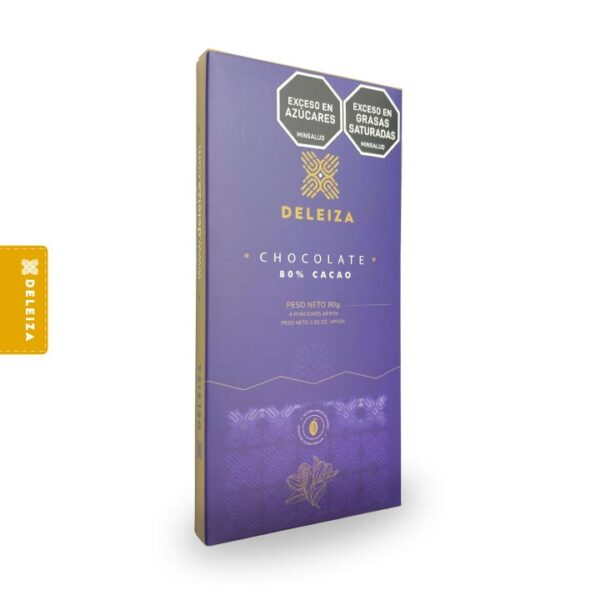 BARRA DE CHOCOLATE DELEIZA AL 80% 80gr.