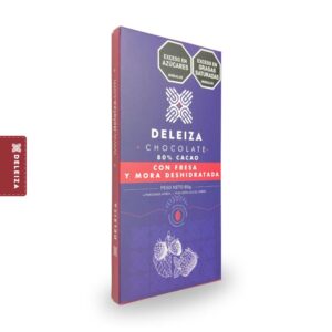 CHOCOLATINA 80% CON FRUTOS ROJOS FRESA Y MORA 80gr.