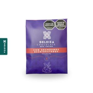 BARRA DE CHOCOLATE 80% FRUTA DESHIDRATADA ARANDANOS 30gr.
