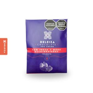 CHOCOLATINA 80% CON FRUTOS ROJOS FRESA Y MORA 30gr.