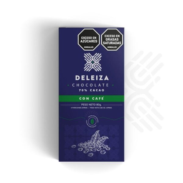 BARRA DE CHOCOLATE 70% CON CAFÉ 80gr.