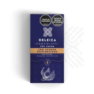 BARRA DE CHOCOLATE 70%  CON UCHUVA DESHIDRATADA 80gr.