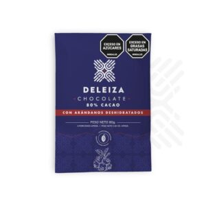 BARRA DE CHOCOLATE 80% FRUTA DESHIDRATADA ARANDANOS 30gr.