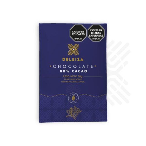 BARRA DE CHOCOLATE DELEIZA AL 80% 30gr.