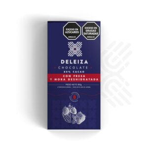 CHOCOLATINA 80% CON FRUTOS ROJOS FRESA Y MORA 80gr.