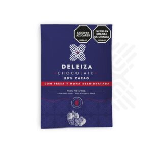 CHOCOLATINA 80% CON FRUTOS ROJOS FRESA Y MORA 30gr.